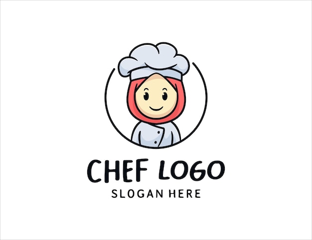 Modèle De Logo Musulman Chef Femmes Mignonnes