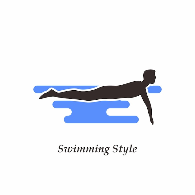 Modèle De Logo De Natation Design Plat Dessiné Main Vecteur