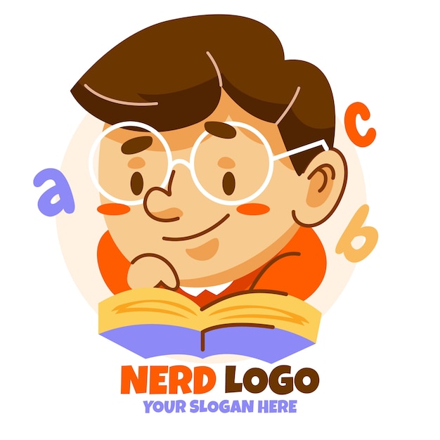 Modèle de logo nerd créatif design plat