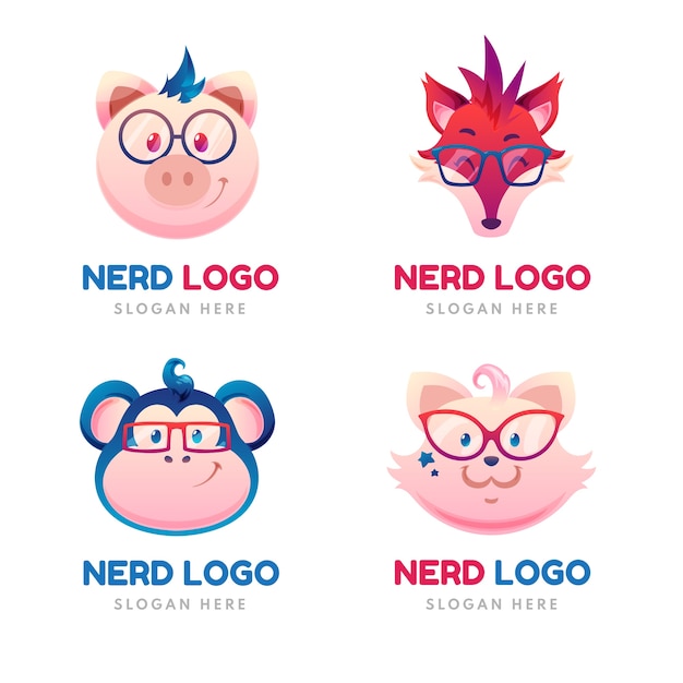 Vecteur modèle de logo de nerd dégradé