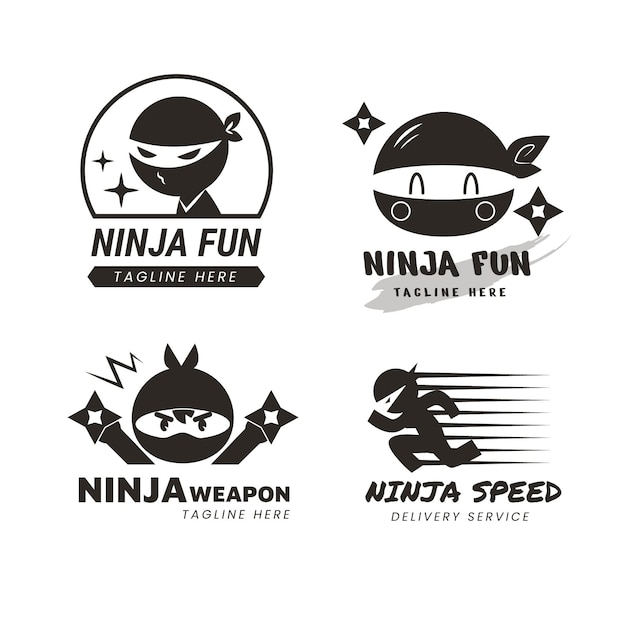 Vecteur modèle de logo ninja dans un style plat