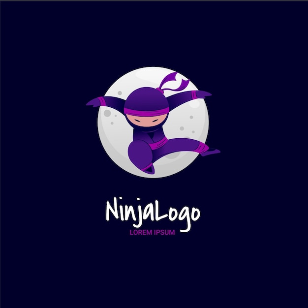 Vecteur modèle de logo ninja détaillé