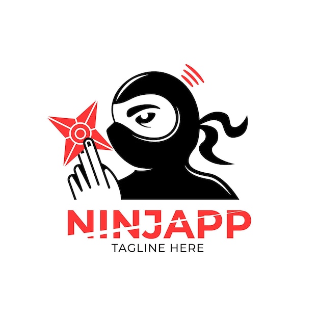 Modèle De Logo Ninja Plat