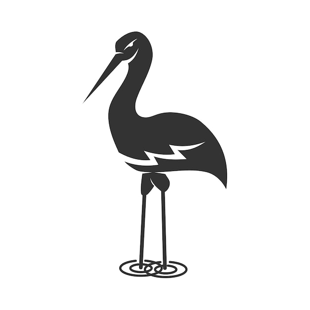 Modèle de logo oiseau cigogne Icône Illustration Identité de marque