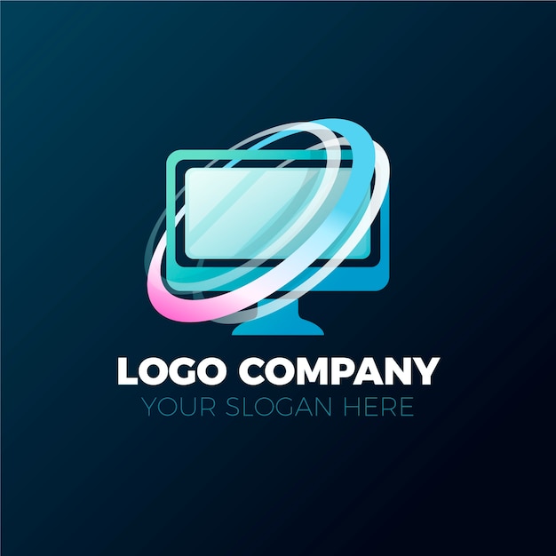 Vecteur modèle de logo d'ordinateur de couleur dégradé