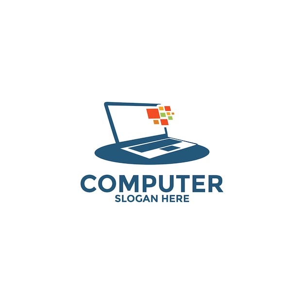 Modèle de logo d'ordinateur Logo de réparation d'ordinateur Vecteur de développement de logiciels Logo de service de bureau