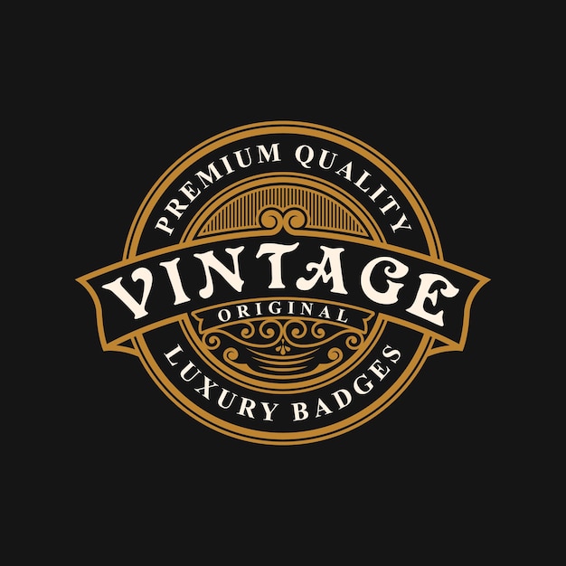 Modèle de logo d'ornement de luxe vintage