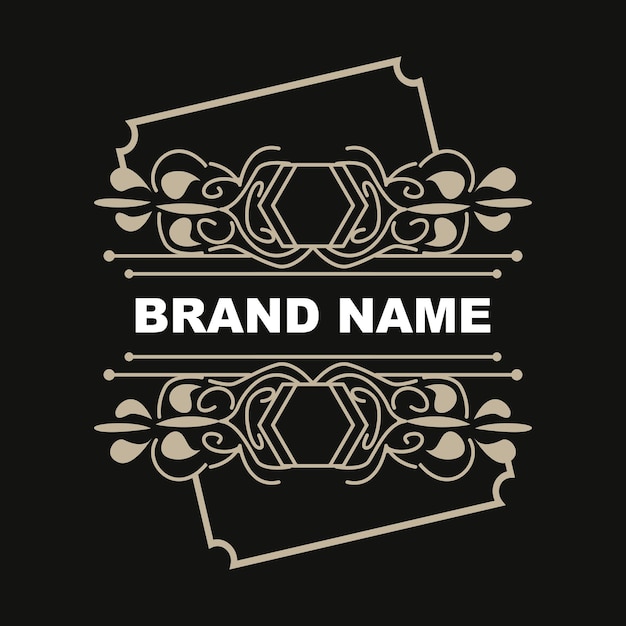 Modèle de Logo d'ornement minimaliste élégant ornement de luxe décoration de mariage entreprise Style Batik Invitation Batik Frasion conception de marque initiale