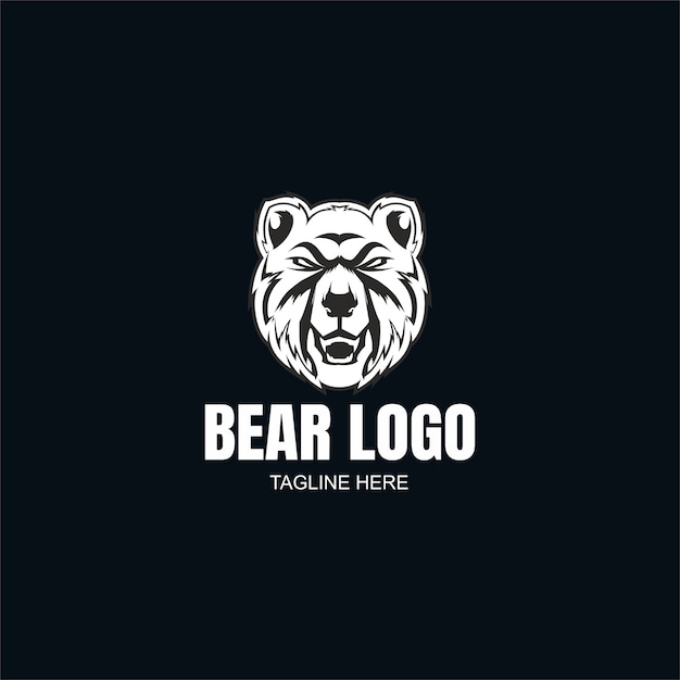 Modèle de logo ours noir et blanc
