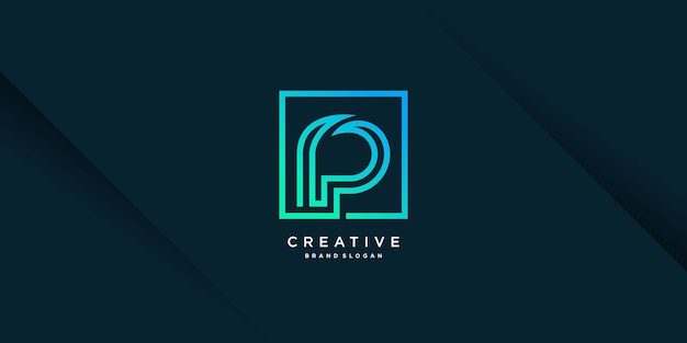 Modèle De Logo P Créatif Moderne Avec Partie De Données Informatiques De Technologie De Style Unique 8