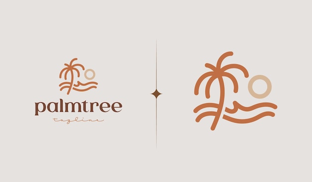 Modèle de logo Palm Tree Symbole de prime créatif universel Illustration vectorielle Modèle de conception minimal créatif Symbole d'identité d'entreprise