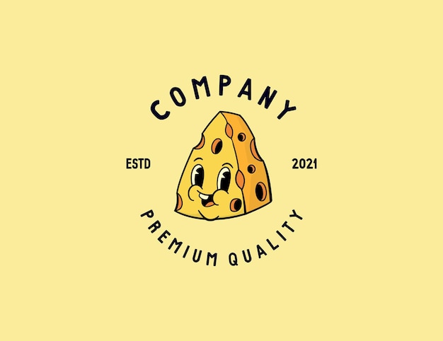 Modèle De Logo De Personnage De Fromage Vintage Rétro