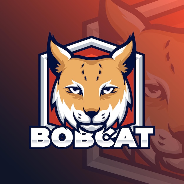 Modèle De Logo De Personnage Mascotte Bobcat Vecteur Premium