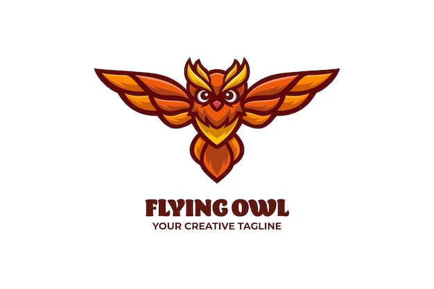 Modèle De Logo De Personnage De Mascotte De Hibou Volant