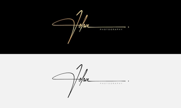 Vecteur modèle de logo de photographie d'écriture manuscrite, concept de logo de signature vectorielle
