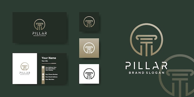 Modèle de logo de pilier avec un design de carte de visite concept unique et frais