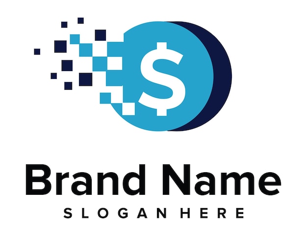 Vecteur modèle de logo de pixel de technologie d'argent