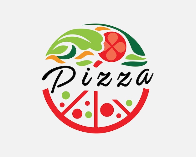 Modèle De Logo De Pizza Emblème Vectoriel Pour Café-restaurant Ou Service De Livraison De Nourriture