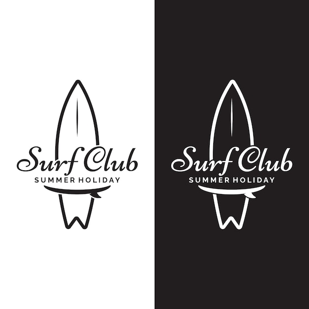 Modèle De Logo De Planche De Surf Vintagesurfer Sur Une Plage D'étépour Les Affairesbadgeétiquette De Vacancesemblème