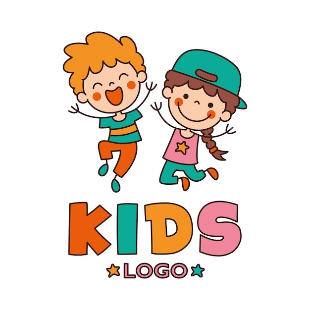 Modèle De Logo Plat Pour Les Enfants