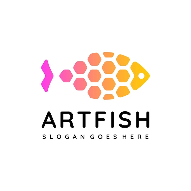 Modèle De Logo De Poisson Dégradé De Couleurs