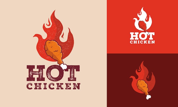 Modèle de logo pour la vente de poulet épicé en vecteur modifiable