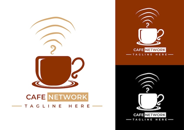 Modèle de logo de réseau de café