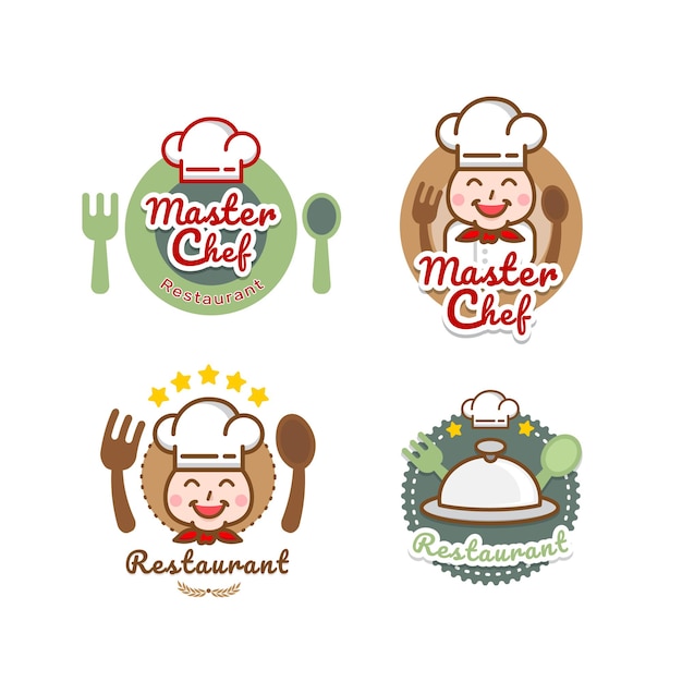 Modèle De Logo De Restaurant étiquettes De Chapeau De Chef