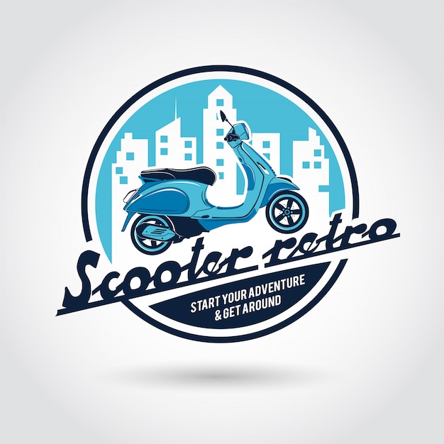 Modèle De Logo Rétro Scooter.