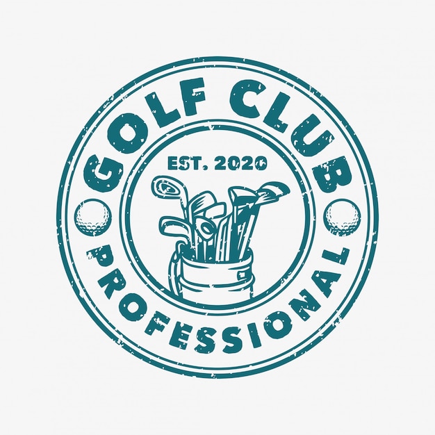 Modèle De Logo Rétro Vintage Professionnel De Club De Golf Avec Illustration De Sac De Golf