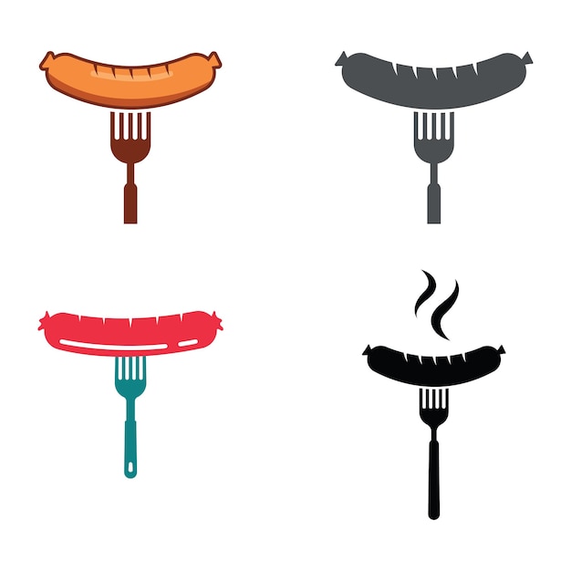 Modèle Logo Saucisse Icône Logo Street Food