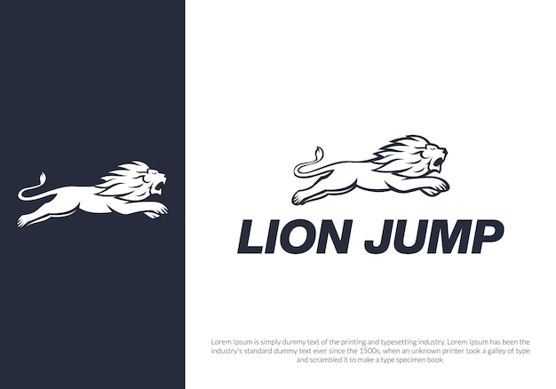 modèle de logo de saut de lion