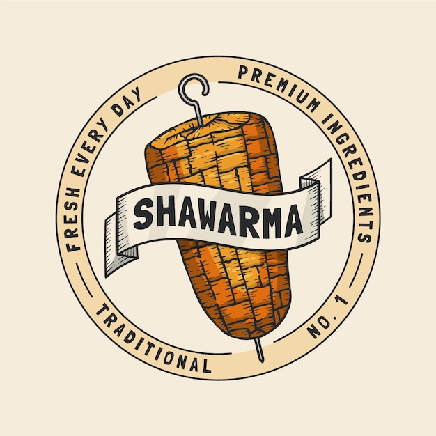 Modèle De Logo Shawarma Dessiné à La Main