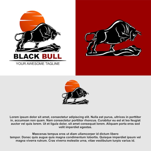 Modèle De Logo De Silhouette De Taureau Noir Créatif