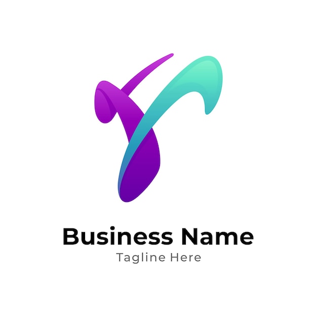 Modèle de logo simple lettre Y en dégradé de couleurs