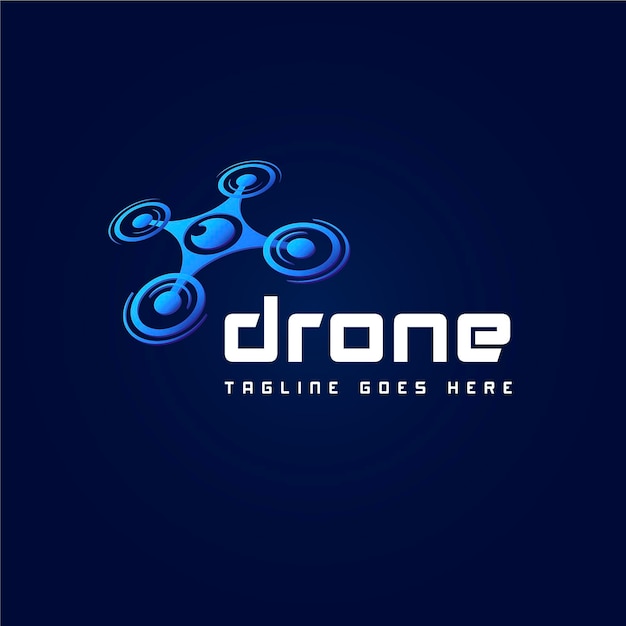 Modèle De Logo De Slogan De Drone Dégradé