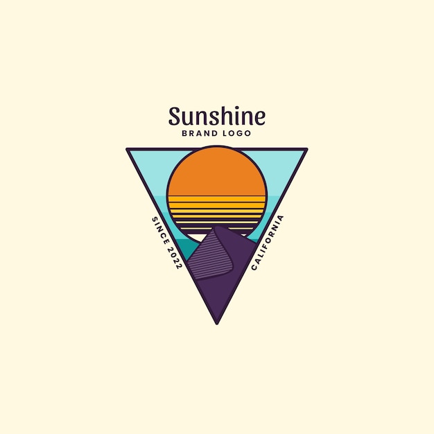 Modèle de logo de soleil dessiné à la main