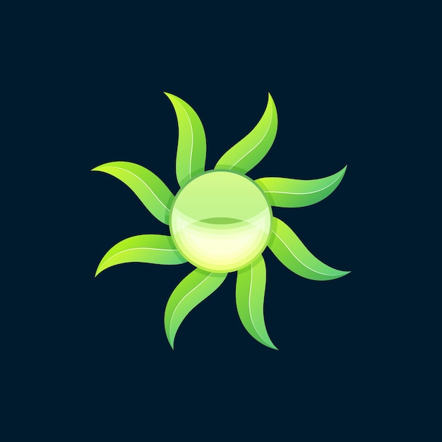 Vecteur modèle de logo soleil vert avec dégradé coloré