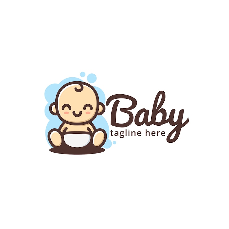 Vecteur modèle de logo de sourire bébé mignon