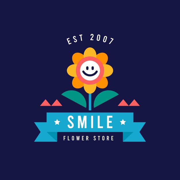 Modèle de logo de sourire design plat