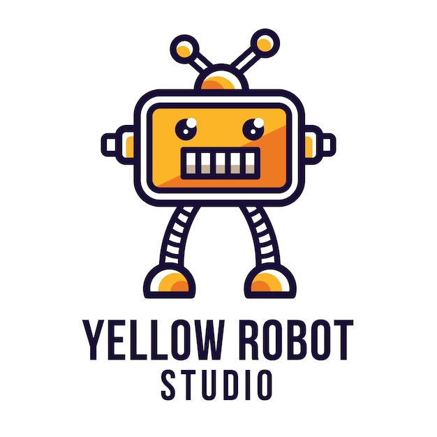 Modèle De Logo De Studio De Robot Jaune