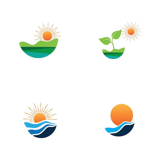 Modèle de logo Sunrise Illustration vectorielle Modèle de logo d'icône Soleil sur l'horizon