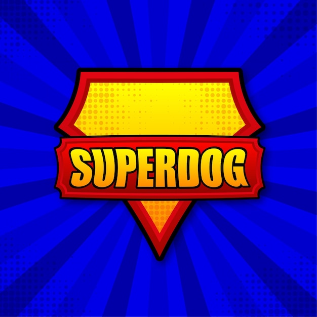 Modèle De Logo Superdog Cadre Avec Rayons Divergents Bouclier Super Chien