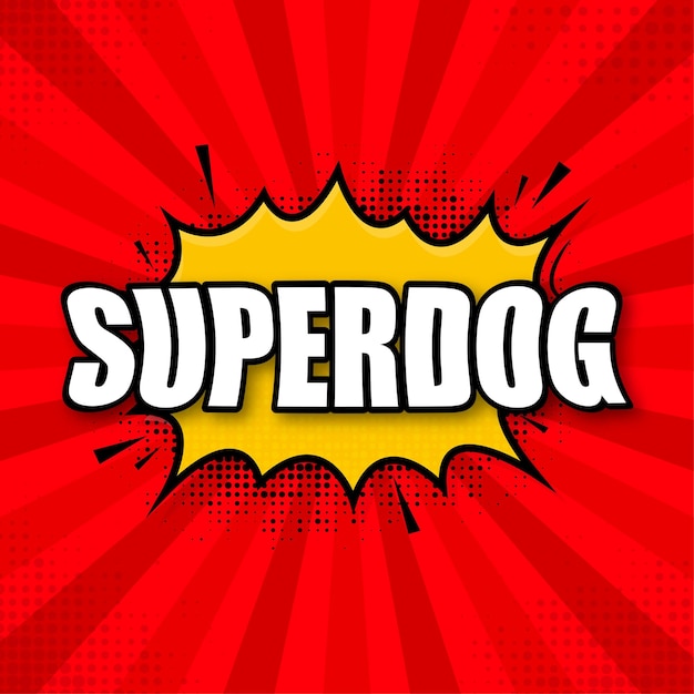 Modèle De Logo Superdog Cadre Avec Rayons Divergents Bouclier Super Chien