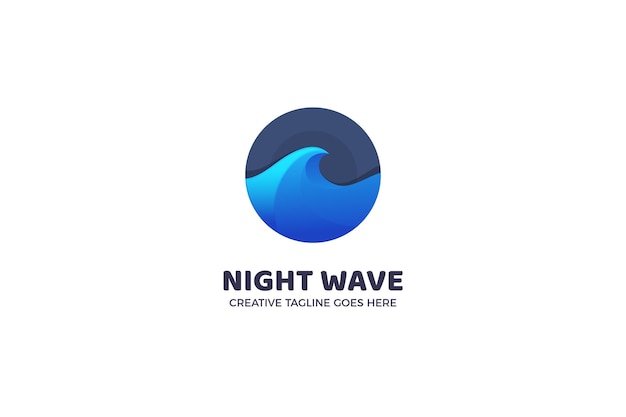 Modèle De Logo De Surf De Vague De Nuit