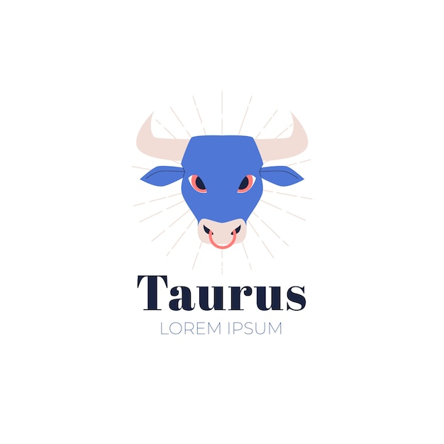 Vecteur modèle de logo taurus design plat dessiné à la main