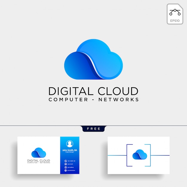 Modèle De Logo De Technologie Numérique En Nuage