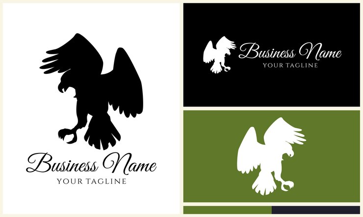 Vecteur modèle de logo à tête d'aigle en silhouette