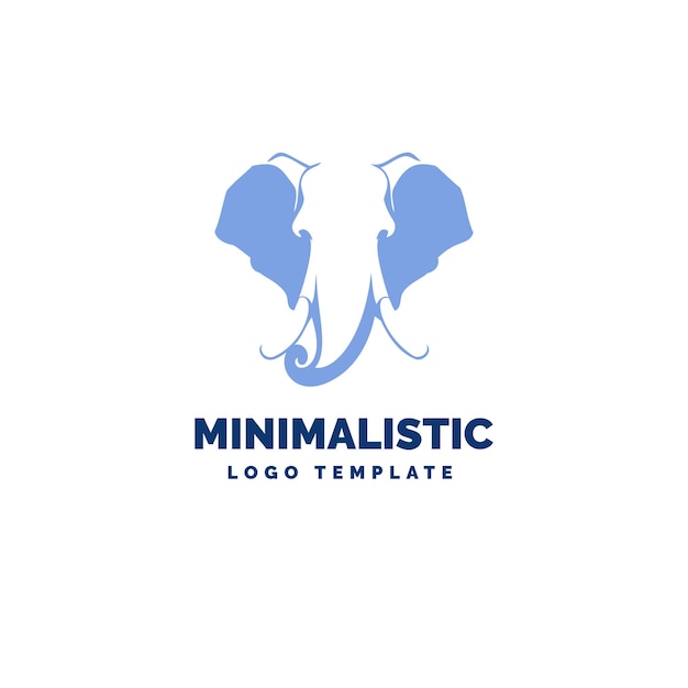 Vecteur modèle logo tête éléphant icône logo minimal animal mignon logo éléphant mignon isolé