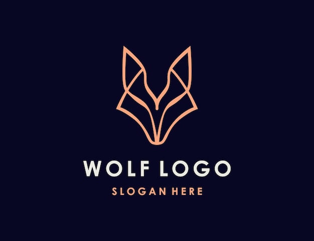 Modèle de logo de tête de loup de luxe minimal